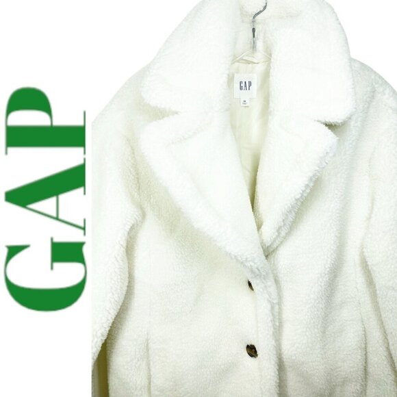 NWOT GAP SHERPA TEDDY FLEECE SNOW BUNNY COAT WHITE MINIMALIST CAPSULE RELAXED XS - Picture 6 of 12